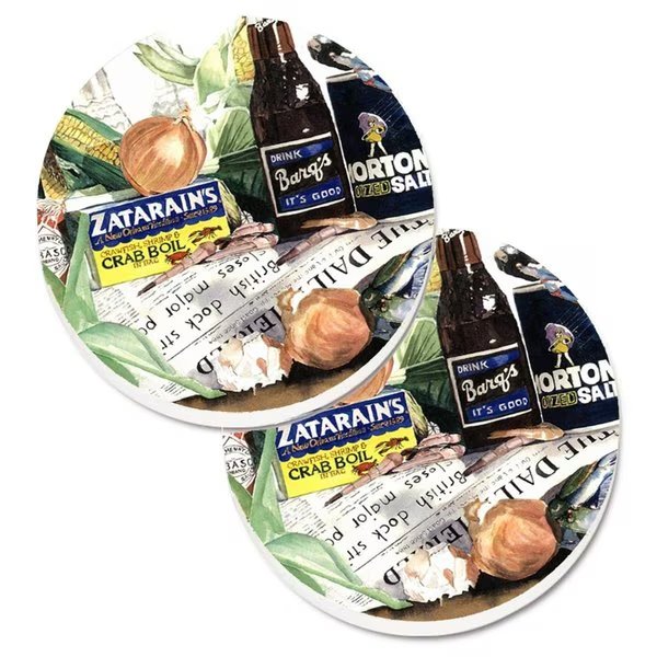 Barqs Crabs and Spices Set of 2 Cup Holder Car Coaster, Carolines Treasures, Mfr#: 1002CARC